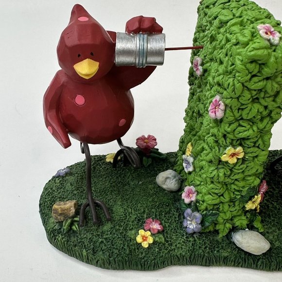Russ Berrie Tweet Along With Me Sharing Secrets Red Yellow Birds Using Tin Cans - Picture 2 of 9